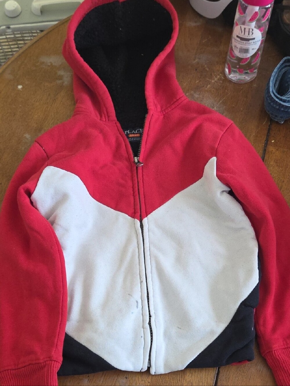 The Children's Place Red, White & Black Hooded Zip-Up Jacket